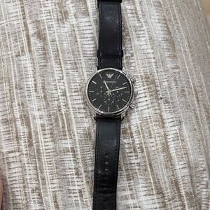 Emporio Armani Silver Case Black Dial Watch